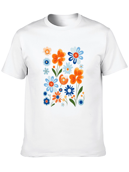Camiseta Negra con Estampado Floral Retro