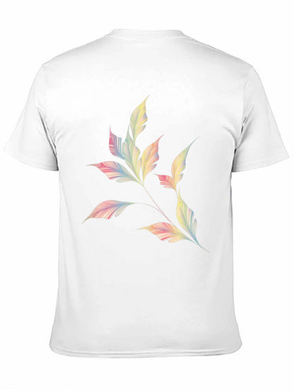 Camiseta Negra con Diseño de Hojas Abstractas