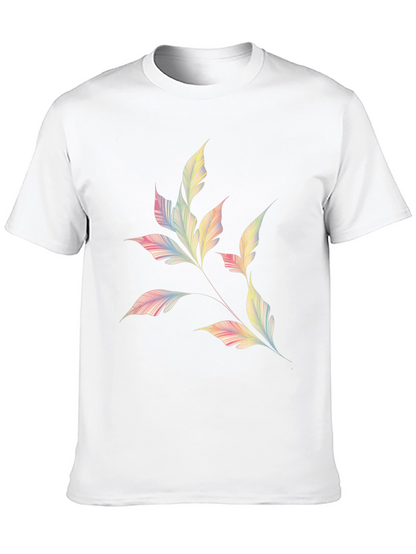 Camiseta Negra con Diseño de Hojas Abstractas