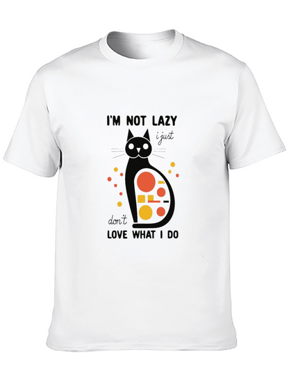 Camiseta Negra con Diseño de Gato Abstracto y Frase