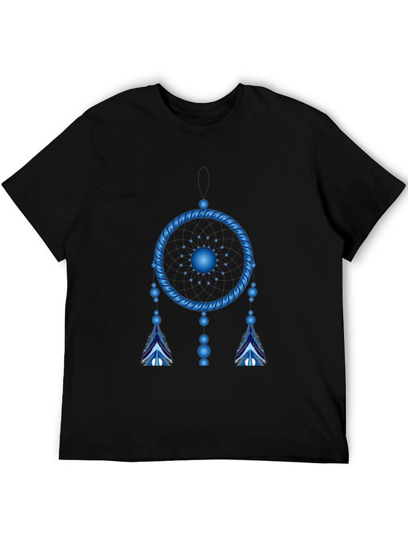 Camiseta Negra Atrapasueños Azul Eléctrico