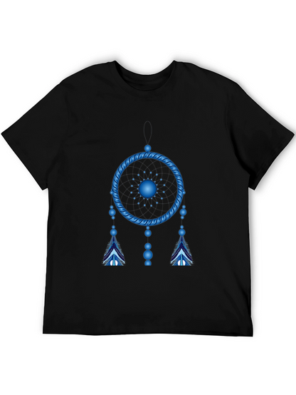Camiseta Negra Atrapasueños Azul Eléctrico
