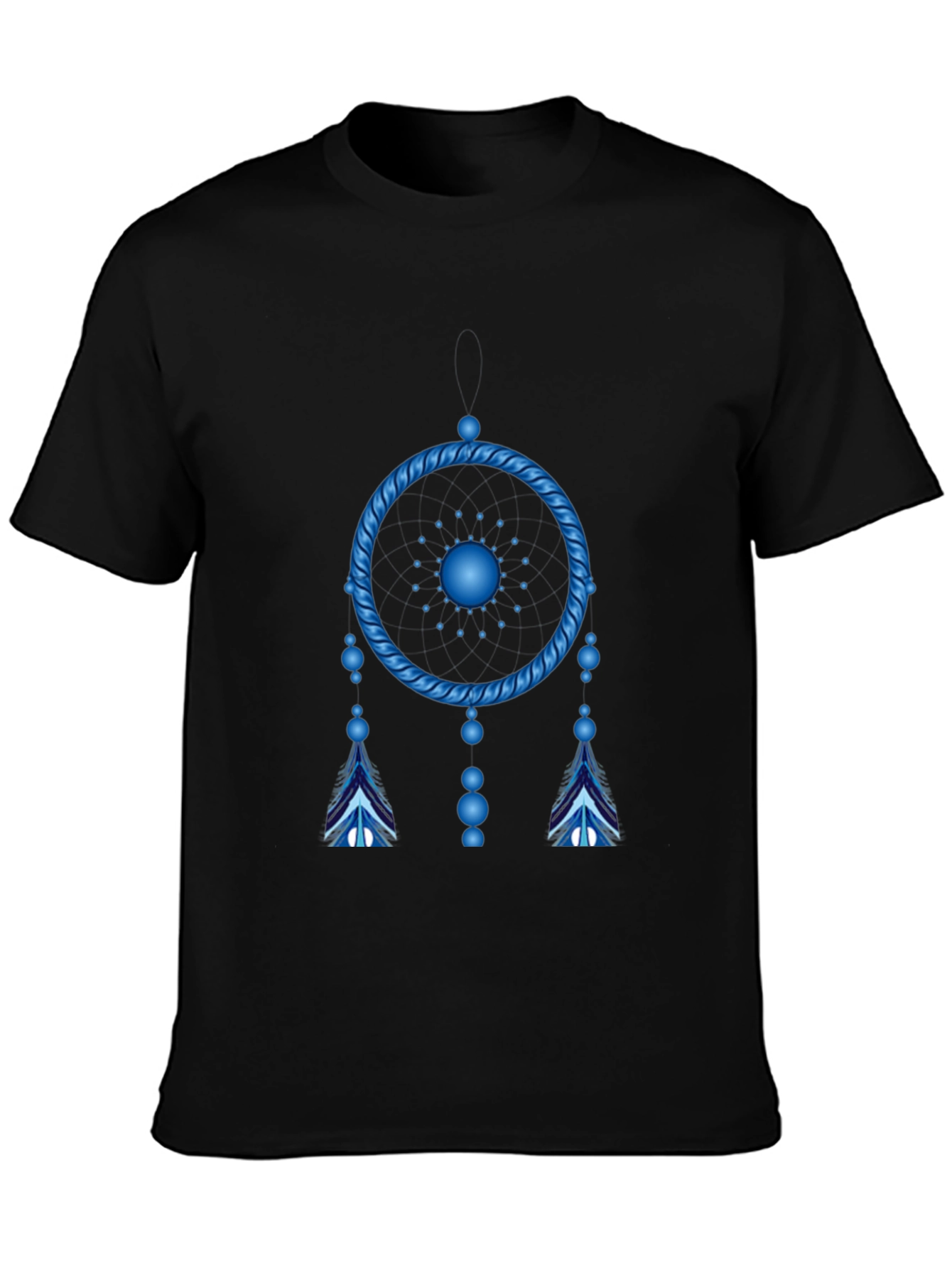 Camiseta Negra Atrapasueños Azul Eléctrico