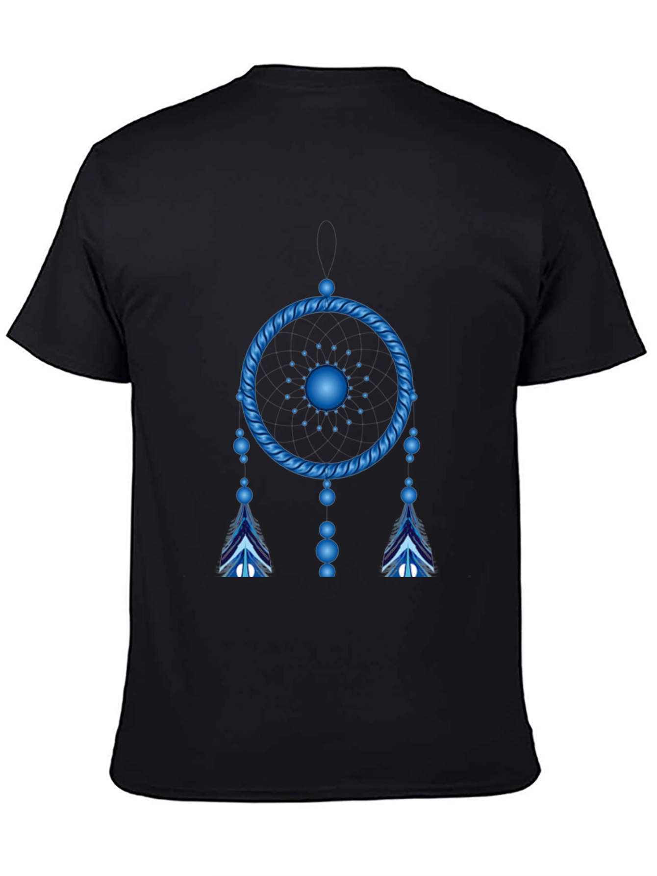 Camiseta Negra Atrapasueños Azul Eléctrico