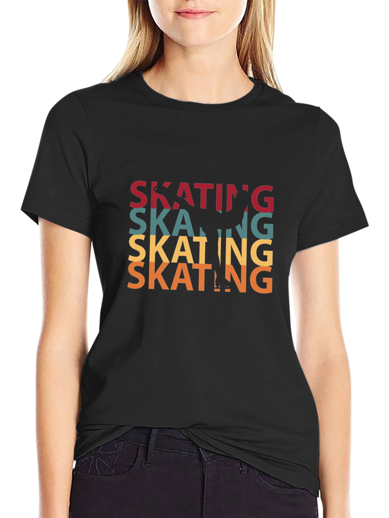 Camiseta Negra Patinaje Retro