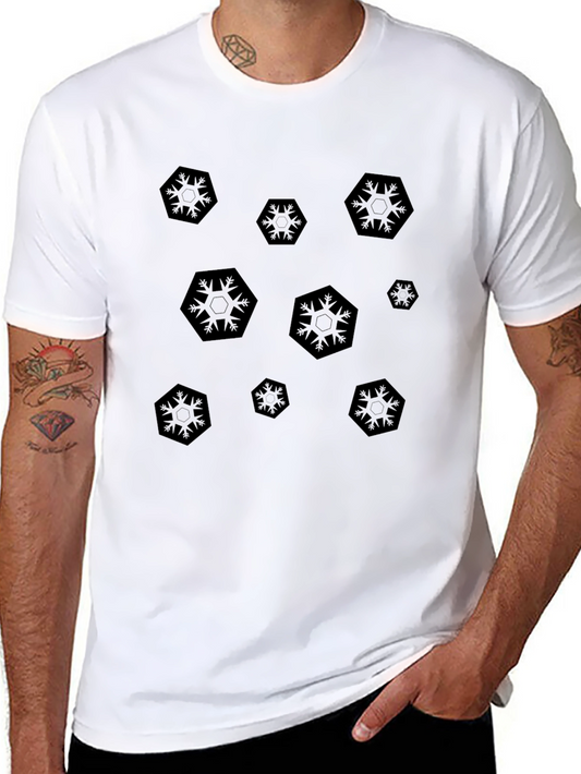 Camiseta Negra Estampada Hexágonos