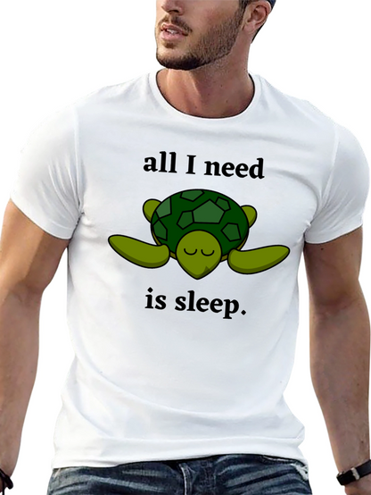 Camiseta Negra con Diseño de Tortuga Dormilona