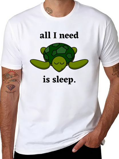 Camiseta Negra con Diseño de Tortuga Dormilona