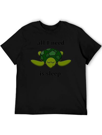 Camiseta Negra con Diseño de Tortuga Dormilona