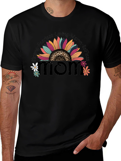 Camiseta Negra Mom con Diseño Floral