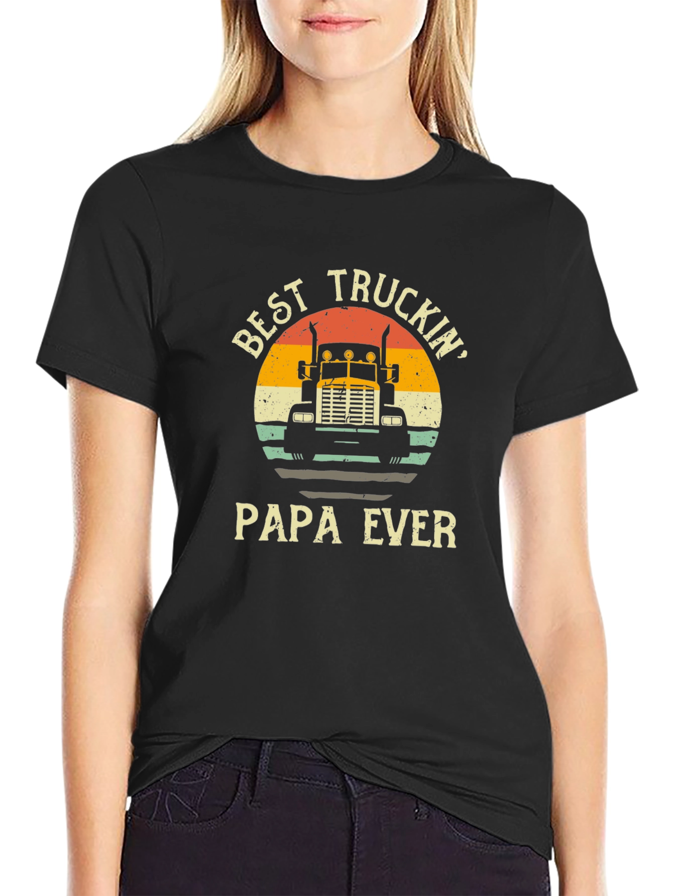 Camiseta Negra Best Truckin Papa Ever
