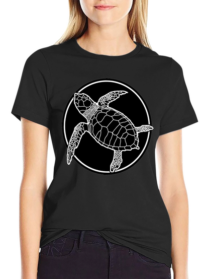 Camiseta Negra con Diseño de Tortuga Marina
