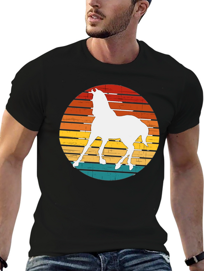 Camiseta Negra con Diseño de Caballo Retro