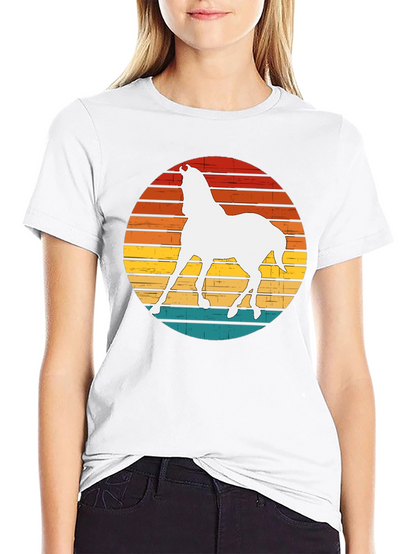 Camiseta Negra con Diseño de Caballo Retro