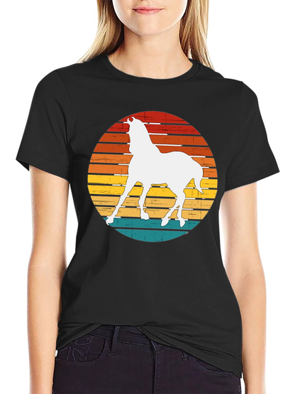 Camiseta Negra con Diseño de Caballo Retro