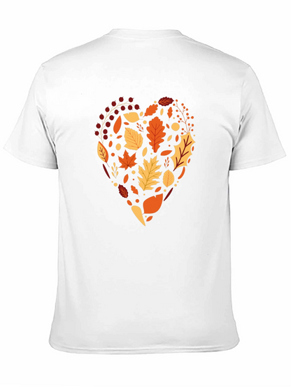 Camiseta Negra Corazón de Hojas Otoñales