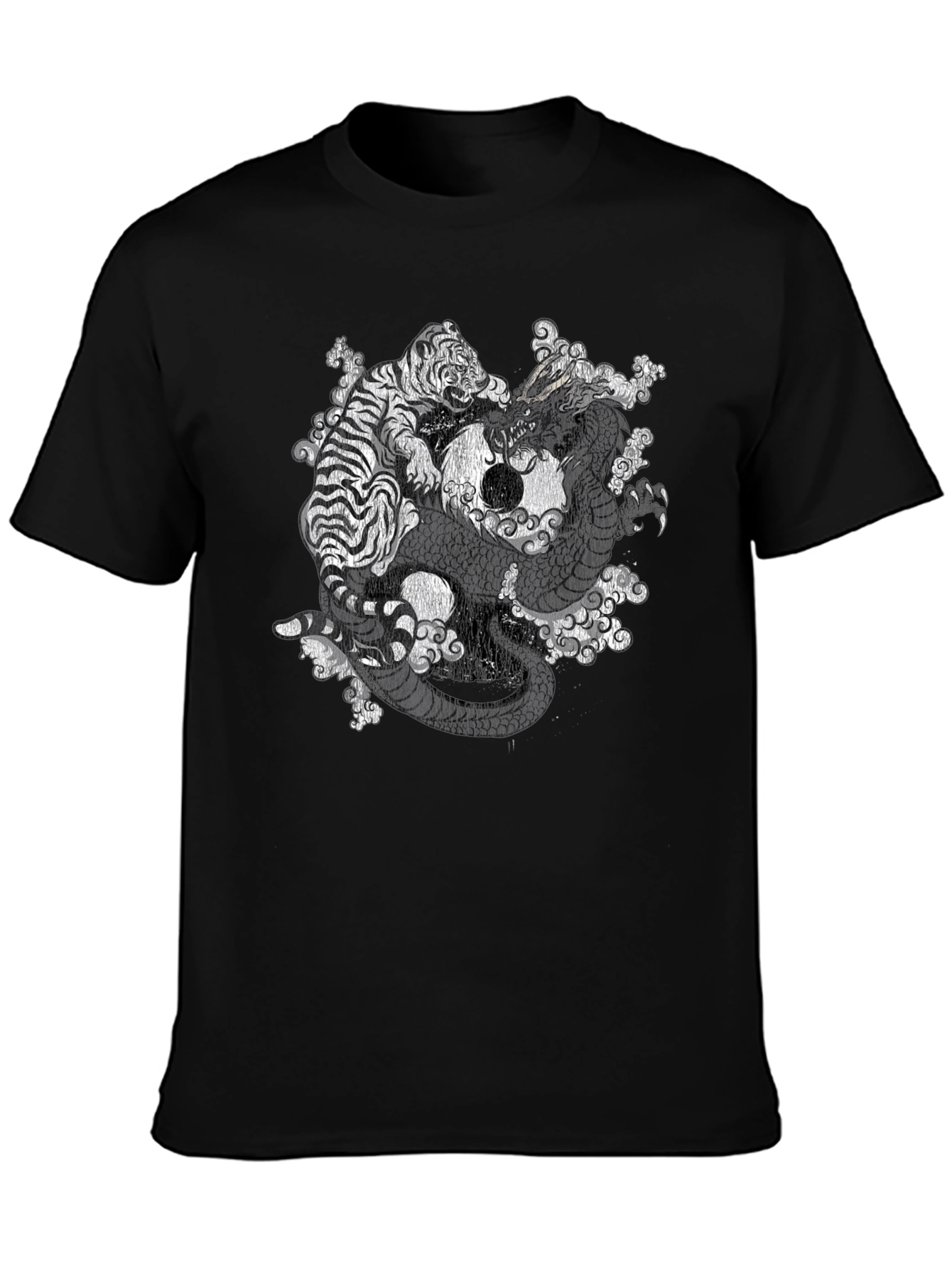 Camiseta Negra Dragón y Tigre Yin Yang
