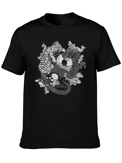 Camiseta Negra Dragón y Tigre Yin Yang