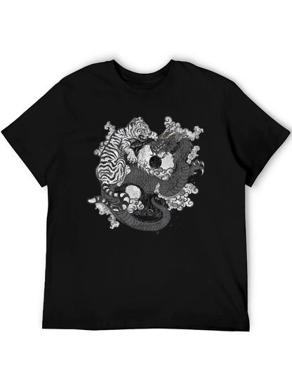 Camiseta Negra Dragón y Tigre Yin Yang