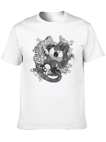 Camiseta Negra Dragón y Tigre Yin Yang
