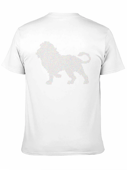 Camiseta Negra Hombre Diseño León Punteado