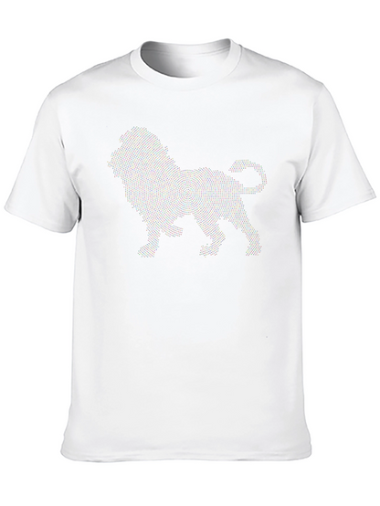 Camiseta Negra Hombre Diseño León Punteado