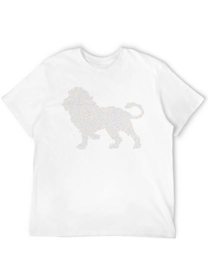 Camiseta Negra Hombre Diseño León Punteado