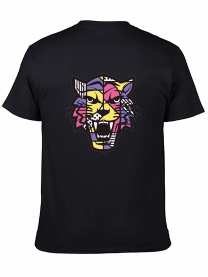 Camiseta Hombre Negra con Diseño de Tigre Abstracto