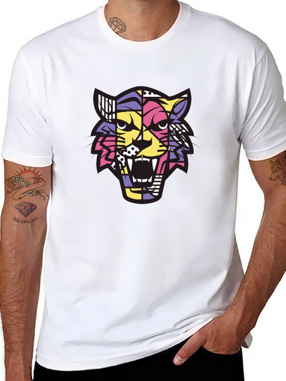 Camiseta Hombre Negra con Diseño de Tigre Abstracto