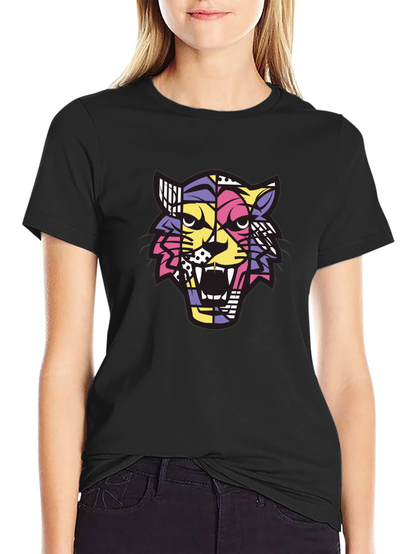 Camiseta Hombre Negra con Diseño de Tigre Abstracto