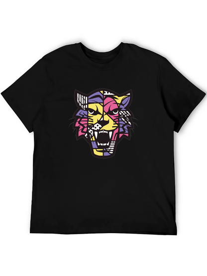 Camiseta Hombre Negra con Diseño de Tigre Abstracto