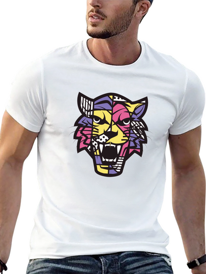 Camiseta Hombre Negra con Diseño de Tigre Abstracto
