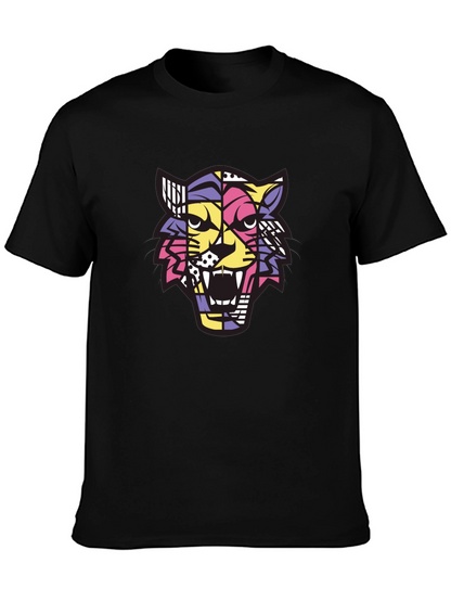 Camiseta Hombre Negra con Diseño de Tigre Abstracto