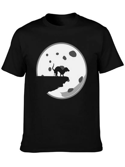 Camiseta Negra con Diseño de Perro y Luna