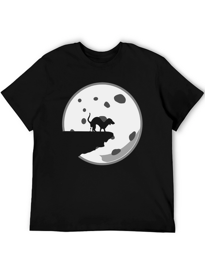 Camiseta Negra con Diseño de Perro y Luna