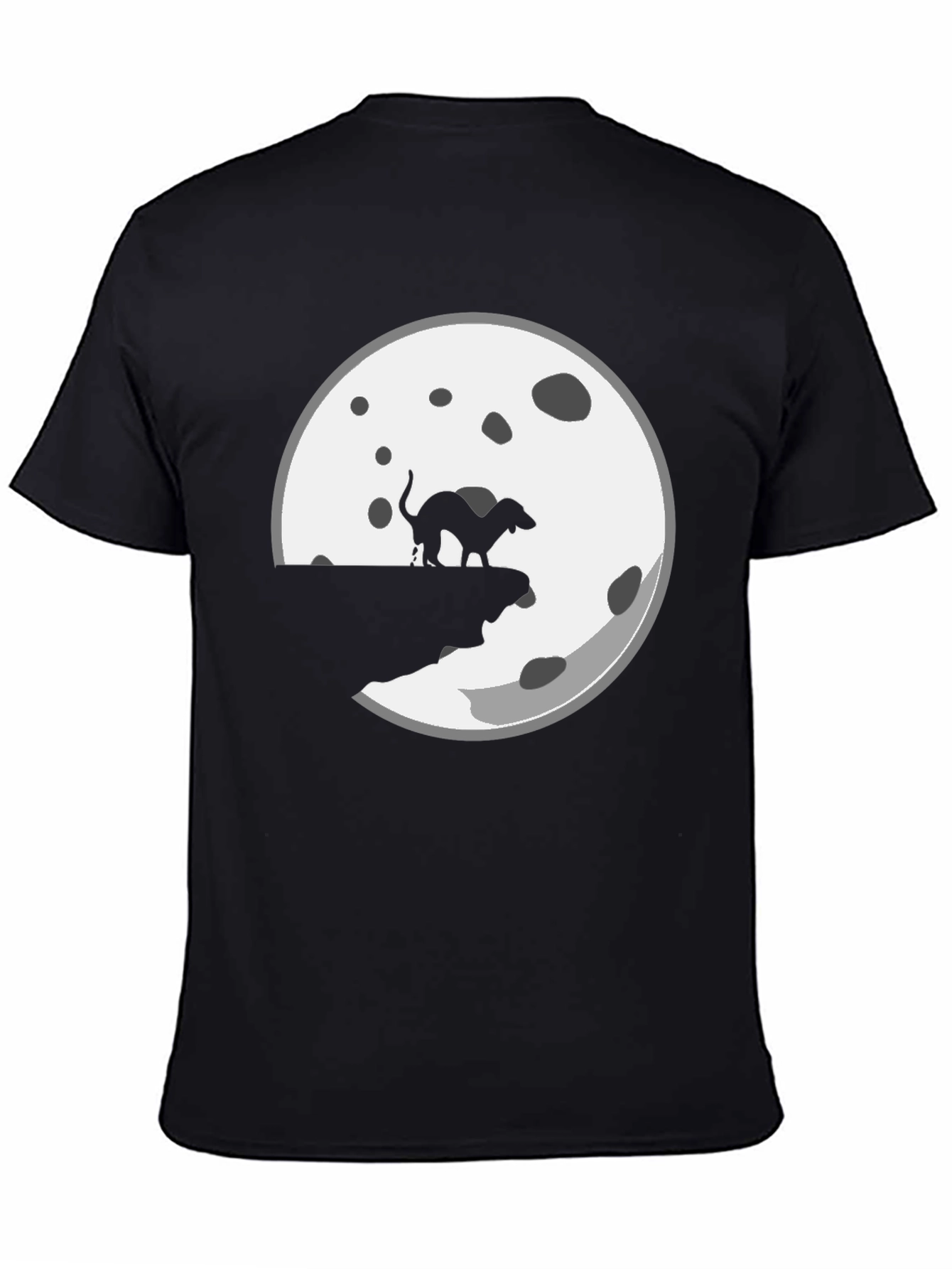 Camiseta Negra con Diseño de Perro y Luna