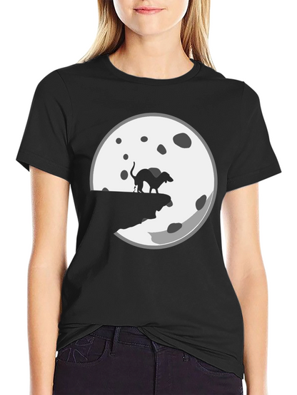 Camiseta Negra con Diseño de Perro y Luna