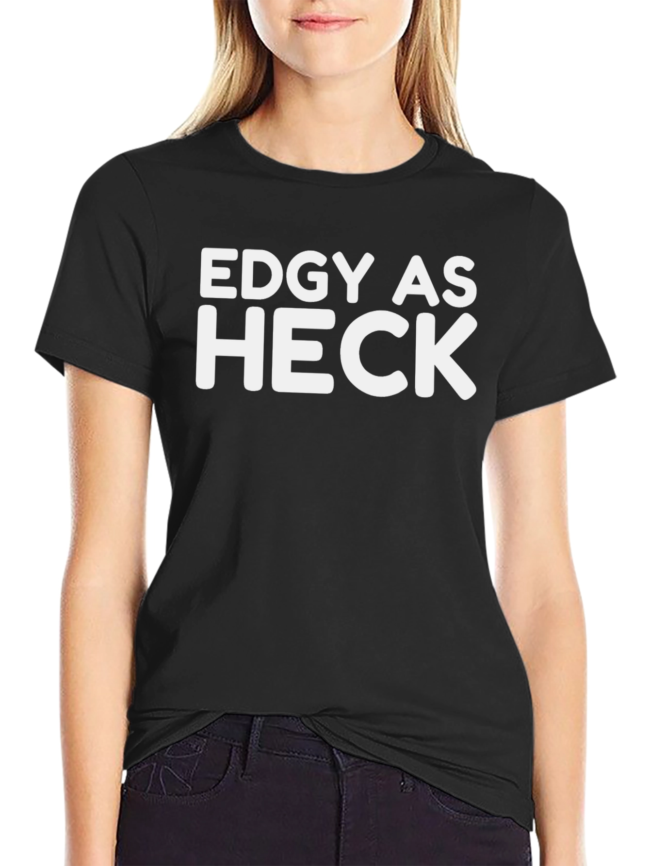 Camiseta Negra con Texto Edgy as Heck