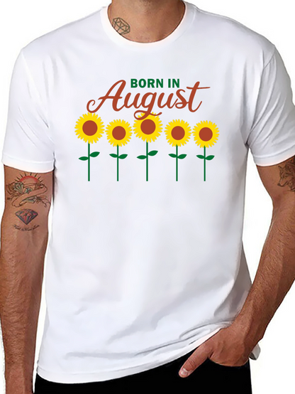 Camiseta Negra Born in August con Girasoles