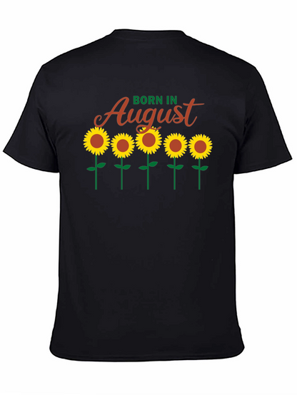 Camiseta Negra Born in August con Girasoles
