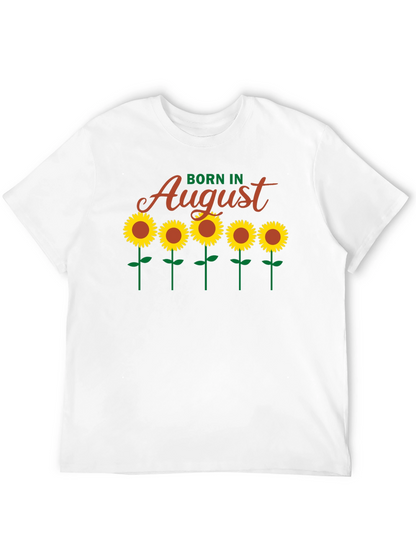 Camiseta Negra Born in August con Girasoles