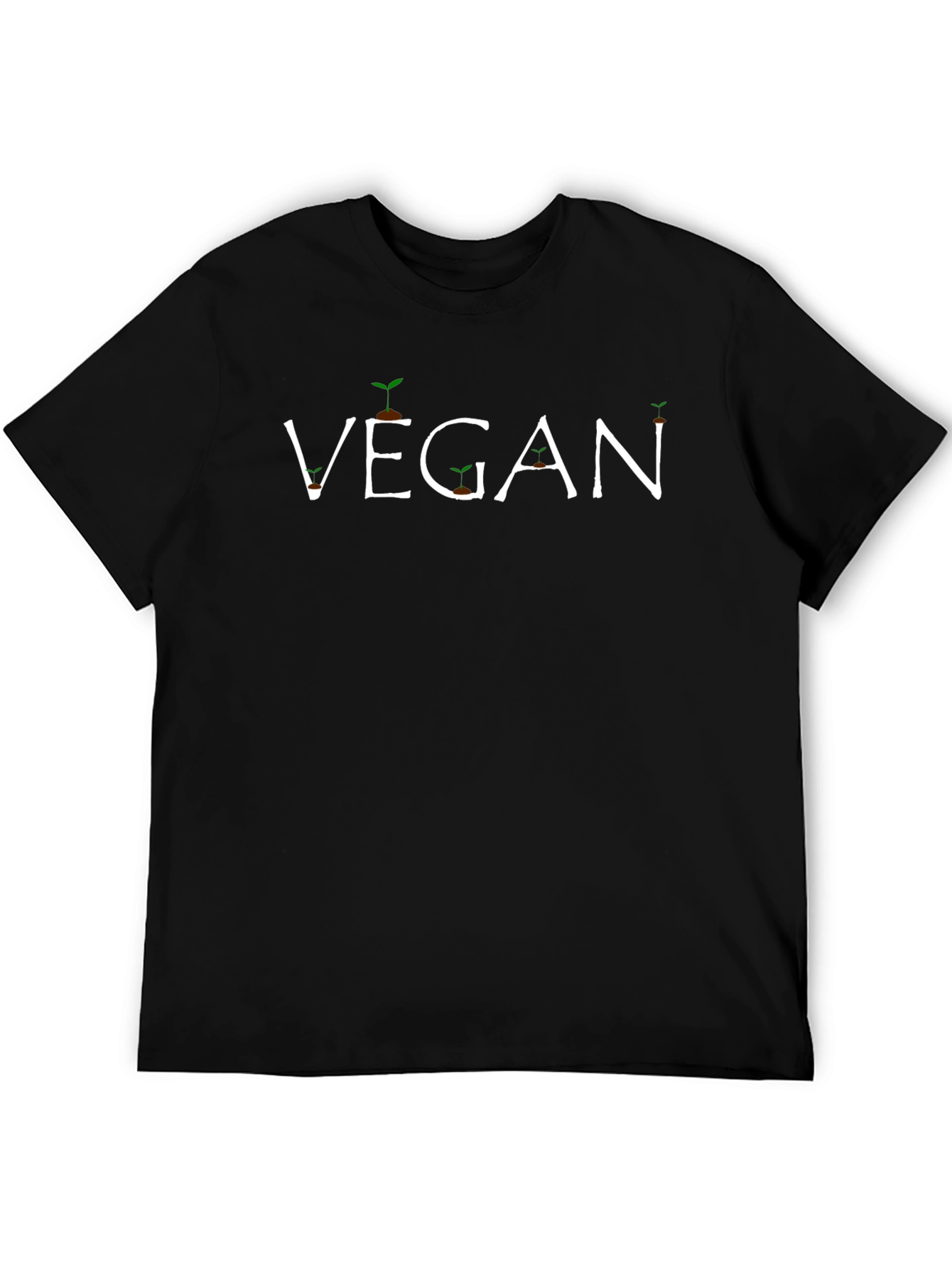 Camiseta Negra Vegan con Diseño de Plantas