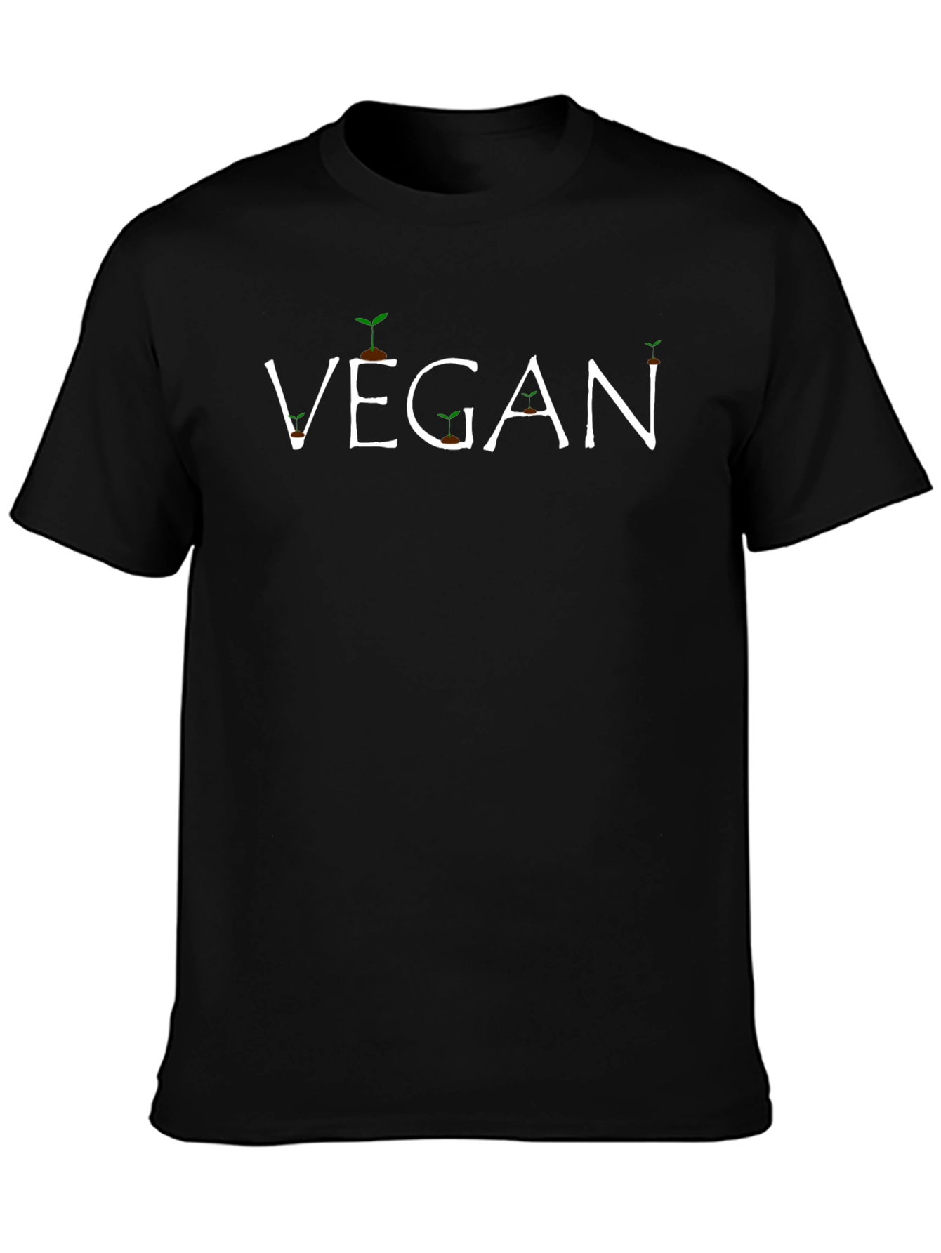 Camiseta Negra Vegan con Diseño de Plantas