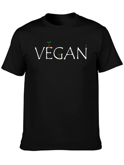 Camiseta Negra Vegan con Diseño de Plantas