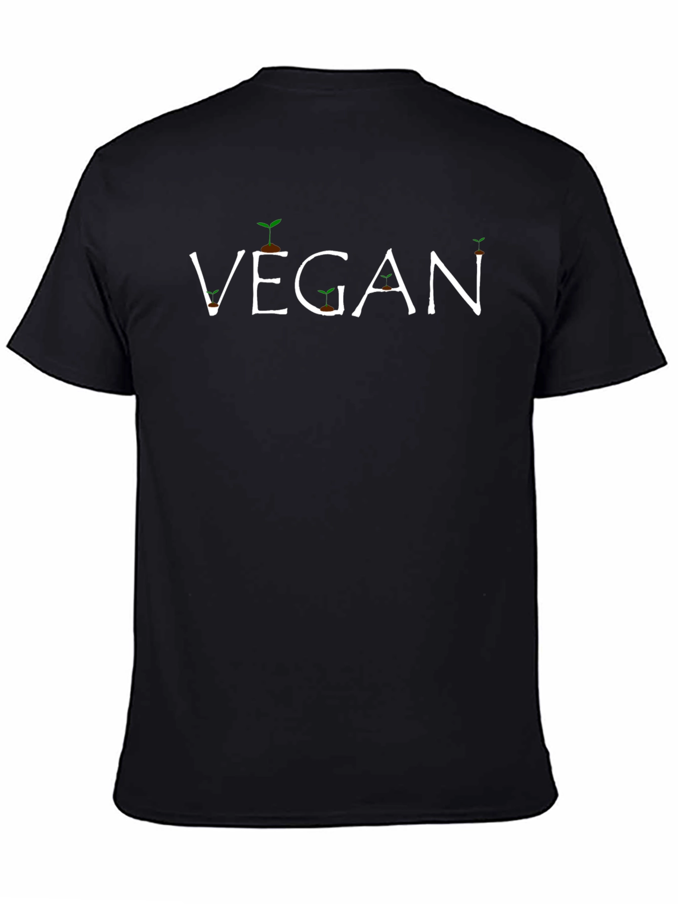 Camiseta Negra Vegan con Diseño de Plantas
