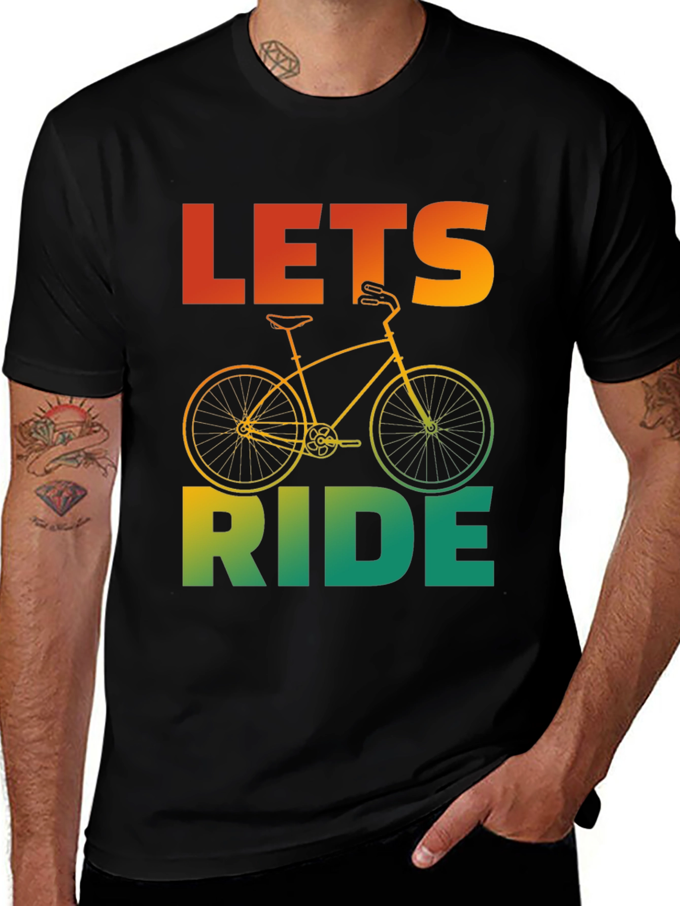 Camiseta Negra con Diseño de Bicicleta Lets Ride