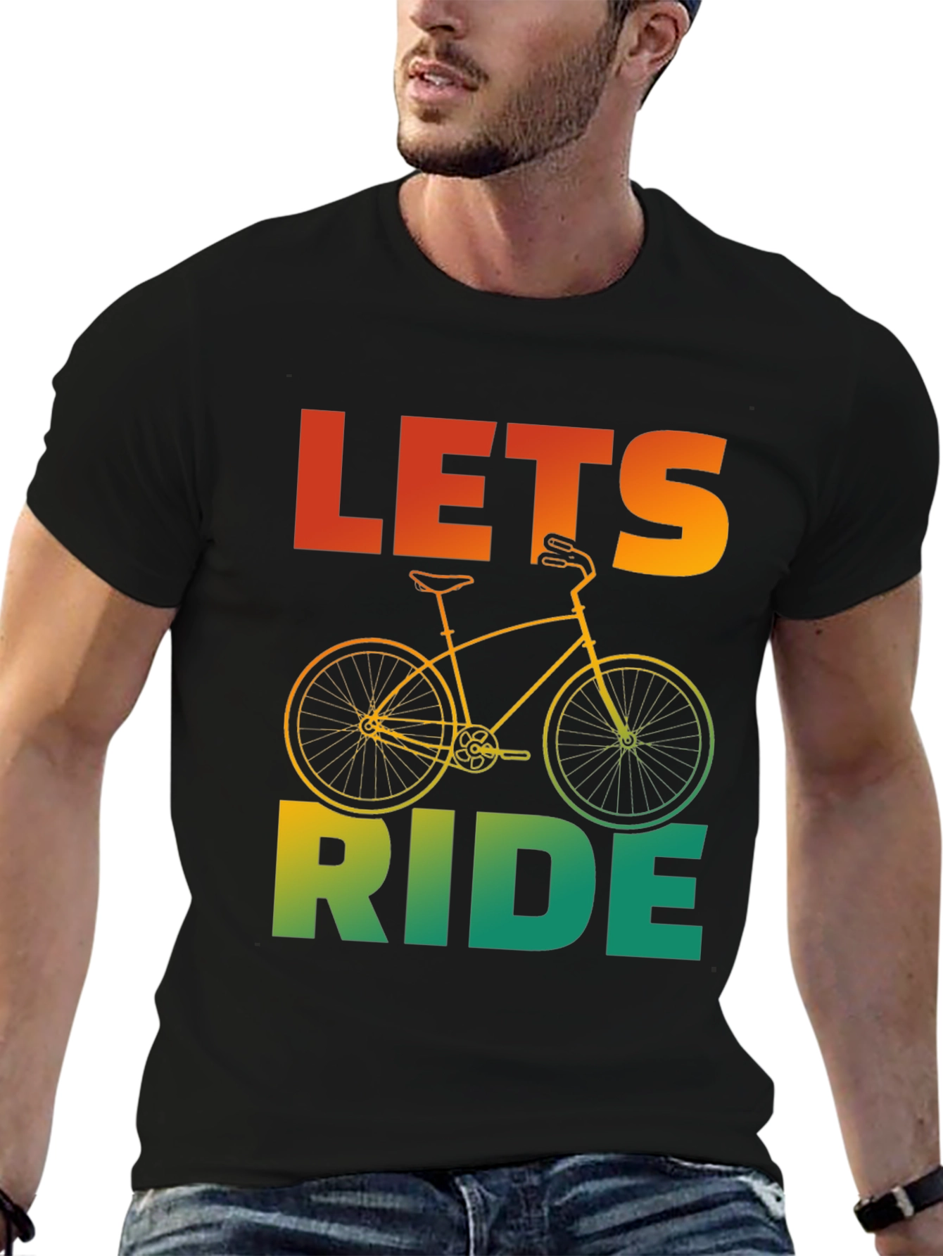 Camiseta Negra con Diseño de Bicicleta Lets Ride