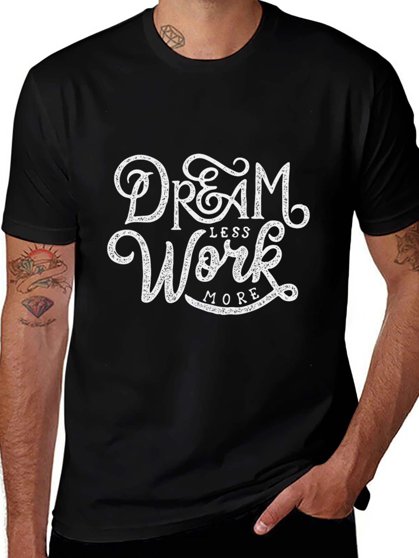 Camiseta Negra Dream Less Work More
