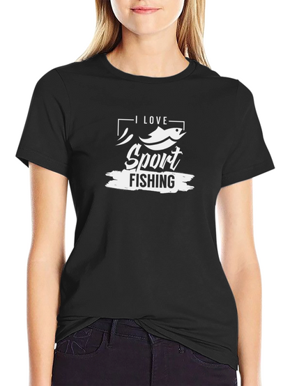 Camiseta Negra I Love Sport Fishing para Hombre