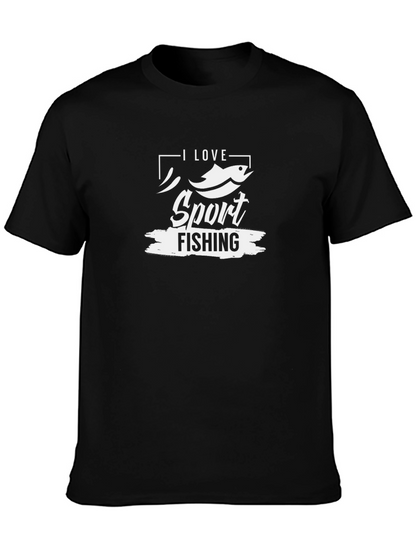 Camiseta Negra I Love Sport Fishing para Hombre